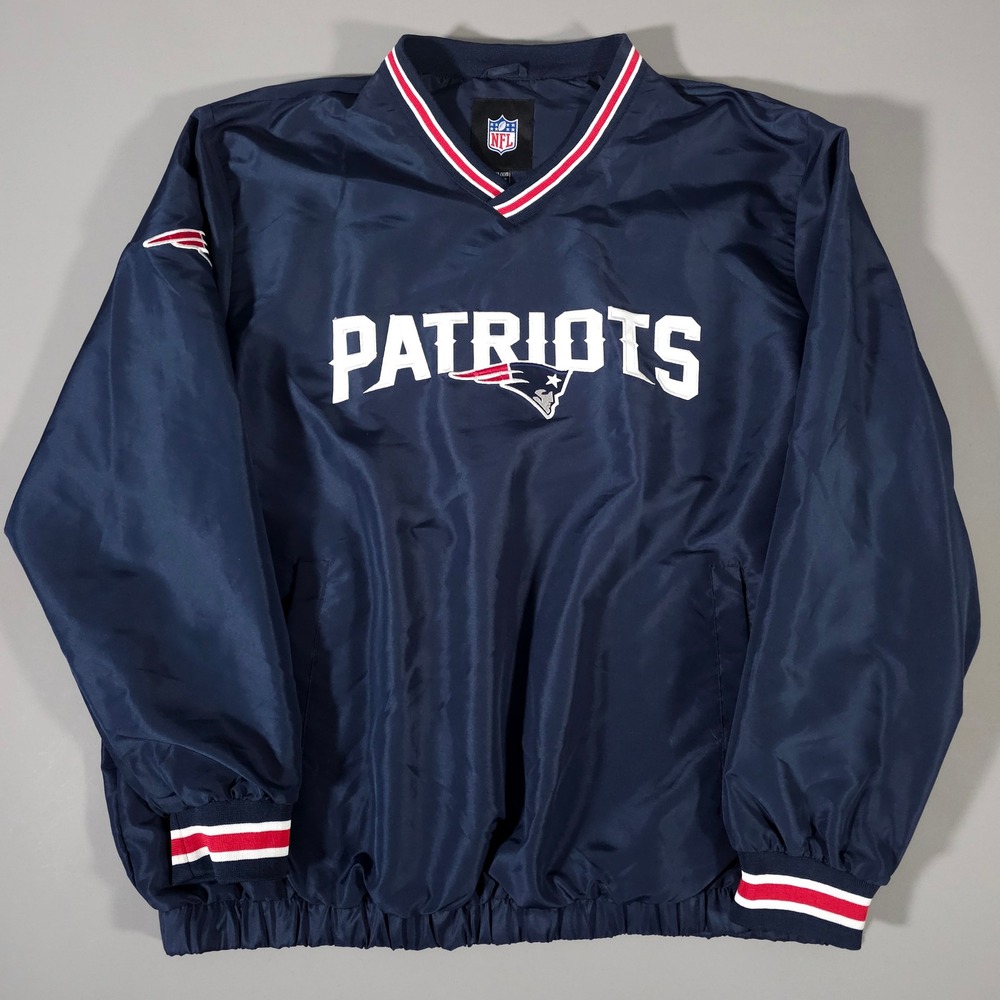 NFL‎ New England Patriots Windbreaker Men XXL Blue V-Neck Pullover Jacket